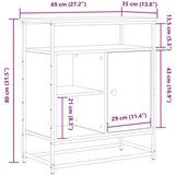  Komoda Crna Hrast 69x35x80 cm Konstruirano drvo i Čelik | shoptok.hr