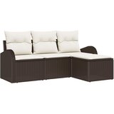  Set sofe s jastukom s pohranom 4 pcs Smeđa i bijela poliratan | shoptok.hr