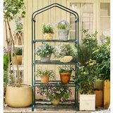 Balkonski mini staklenik s PVC folijom, 4 police, metalna konstrukcija, 69 × 49 × 157 cm | shoptok.hr