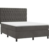  Box spring postelja z vzmetnico temno siva 140x200 cm žamet, (20790523) | Shoptok.si
