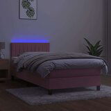vidaXL Box spring postelja z vzmetnico LED roza 80x200 cm žamet | Shoptok.si