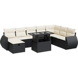  9-dijelni set vrtnih sofa s jastucima crni od poliratana | shoptok.hr