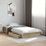 vidaXL Posteljni okvir s predali sonoma hrast 90x190 cm inženirski les | Shoptok.si