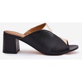 Maciejka Leather Women's Heeled Sandals Black-Gold | Shoptok.si