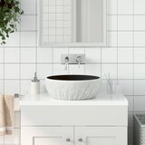 vidaXL Nadpultni umivalnik črn in siv okrogel Φ41x14 cm keramika Cene