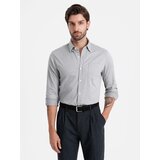 Ombre Men's SLIM FIT shirt in decorative fabric with pocket - grey | Eponuda.ba