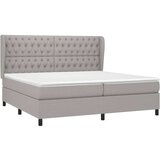  Box spring postelja z vzmetnico svetlo siva 200x200 cm blago, (20726170) | Shoptok.si