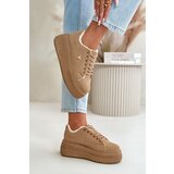 Boto Women's Insulated Sneakers On Chunky Sole With Gold Detail Brown Lotira | Shoptok.si