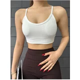 BİKELİFE Women's Rope Strap Ribbed Padded Knitted Crop Top Blouse