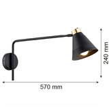  Argon 8009 - Zidna lampa AVALONE 1xE27/15W/230V 57 cm crna/zlatna | Eponuda.com