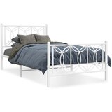  Metalni okvir kreveta uzglavlje i podnožje bijeli 100x200 cm | shoptok.hr