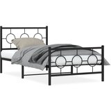  The Living Store Kovinski posteljni okvir z vzglavjem in vznožjem črn 100x190 cm - Posteljni Okvir, (21497691) | Shoptok.si