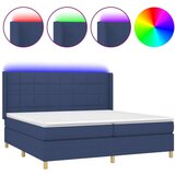  Krevet box spring s madracem LED plavi 200x200 cm od tkanine | shoptok.hr