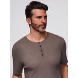 Ombre Men's knitted t-shirt with buttons at the neckline - ash | shoptok.hr
