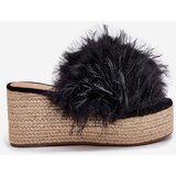 Boto Women's wedge sandals with fur and braiding black Virela | shoptok.hr