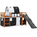 vidaXL Otroški pograd s tunelom bel in črn 80x200 cm trdna borovina | Shoptok.si
