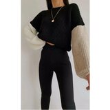Dewberry 66193 Colored Sleeve Oversize Womens Sweater-BLACK Cijene