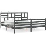  Za krevet s uzglavljem sivi 200 x 200 cm od masivnog drva | shoptok.hr