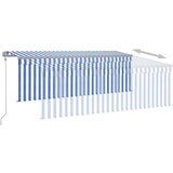  Automatska tenda s roletom i senzorom LED 4 x 3 m plavo-bijela | shoptok.hr