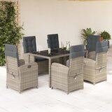 The Living Store Vrtna jedilna garnitura 7-delna z blazinami siv poli ratan - Vrtna Jedilna Garnitura, (21481831) | Shoptok.si