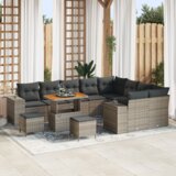 vidaXL set vrtnih sofa od 12 dijelova sa jastučićima siva polyratan akacijev | shoptok.hr