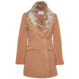 Trendyol Camel Limited Edition Premium Gold Button Detailed Wool Stamped Coat | Shoptok.si
