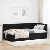  Kutni okvir kreveta s uzglavljem Crna 100 x 200 cm tkanina | shoptok.hr