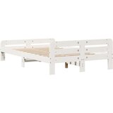  Posteljni okvir brez vzmetnice bel 135x190 cm trdna borovina, (21528867) | Shoptok.si