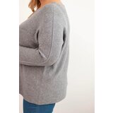 Kesi Włoski Plus size women's sweater with a boat neckline gray | shoptok.hr