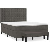  Box spring posteljni z vzmetnico temno siv 140x190 cm žamet, (20900811) | Shoptok.si