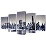 vidaXL Set platen s printom črnobel New York ponoči 200 x 100 cm, (20810624) | Shoptok.si