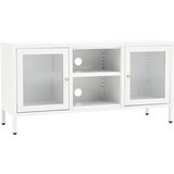Maison Chic TV omarica - TV stojalo - Televizijska omarica bela 105x35x52 cm jeklo in steklo, (21701415) | Shoptok.si