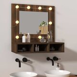 Ormarić s ogledalom LED boja smeđeg hrasta 60 x 31,5 x 62 cm | shoptok.hr