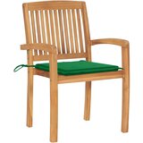 Maison Chic Vrtni stoli - Stol za vrt 2 kosa z zelenimi blazinami trdna tikovina JS1484, (21877977) | Shoptok.si