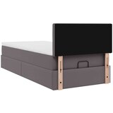 vidaXL Otomanski posteljni okvir z vzmetnico siv 90x200 cm um. usnje | Shoptok.si