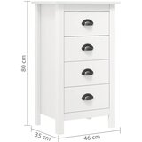 Komoda Hill bijela 46 x 35 x 80 cm od masivne borovine | Eponuda.com