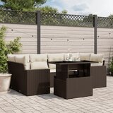  7-dijelni set vrtnih sofa od poliratana s jastucima smeđi | shoptok.hr