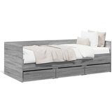 vidaXL Dnevna postelja s predali siva sonoma 100x200 cm inženirski les Cene