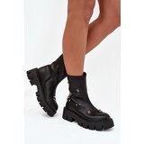 Boto Warm Women's Ankle Boots with Zipper and Decorations Black Thavira | Shoptok.si