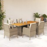  The Living Store Vrtna jedilna garnitura 7-delna z blazinami bež poli ratan - Vrtna Jedilna Garnitura, (21479721) | Shoptok.si