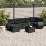 Maison Chic Seti vrtnega pohištva - Vrtna garnitura - Vrtni pohištvo set 8-delna z blazinami črn poli ratan, (21800097) | Shoptok.si