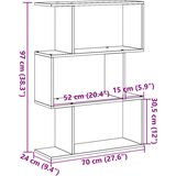 vidaXL Pregrada / regal za knjige 3 razina sivi 70x24x97 cm drveni | shoptok.hr