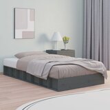  Okvir za krevet sivi 135 x 90 cm bračni od masivnog drva | shoptok.hr