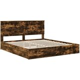  Postelja s shranjevanjem z vzglavjem Dimljeni oreh 180 x 200 cm, (5000106003) | Shoptok.si