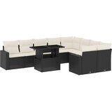  10-dijelni set vrtnih sofa s jastucima crni od poliratana Crna 100 x 55 x 73 cm | shoptok.hr
