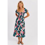Cool & Sexy Women's Green Gimped Patterned Midi Dress | Eponuda.ba