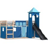 Krevet na kat s toboganom i zavjesama plavi 80 x 200 cm | Eponuda.com