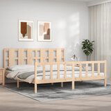 Maison Chic Posteljni okvir - Dvoposteljna postelja - Zakonska postelja brez vzmetnice 200x200 cm trdna borovina-J3462, (21763625) | Shoptok.si