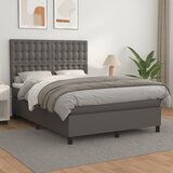 vidaXL Box spring postelja z vzmetnico siv 140x200 cm umetno usnje Cene