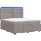  LED okvir za krevet s madracem Sivosmeđa 200 x 200 cm Tkanina | shoptok.hr